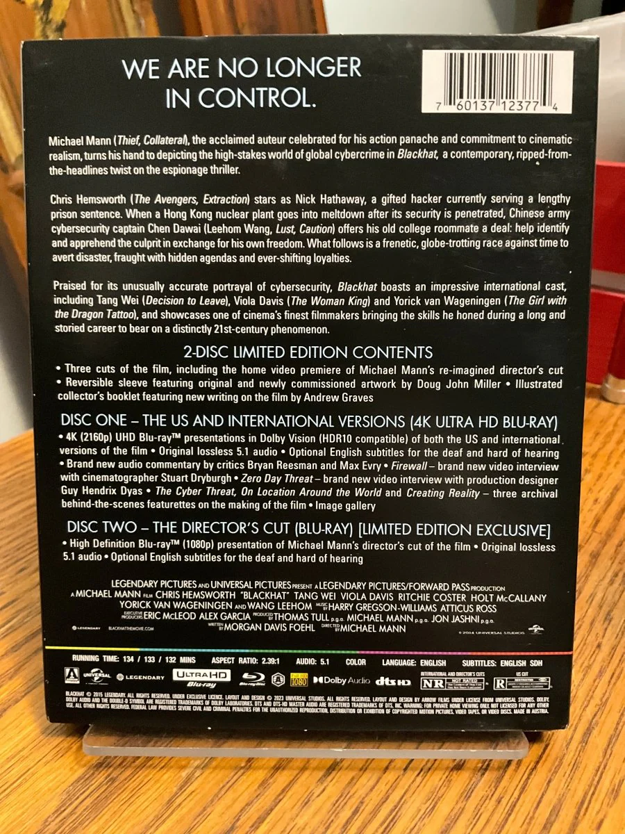 Blackhat (4K UHD, Limited Edition) w/SLIP USED - Image 2