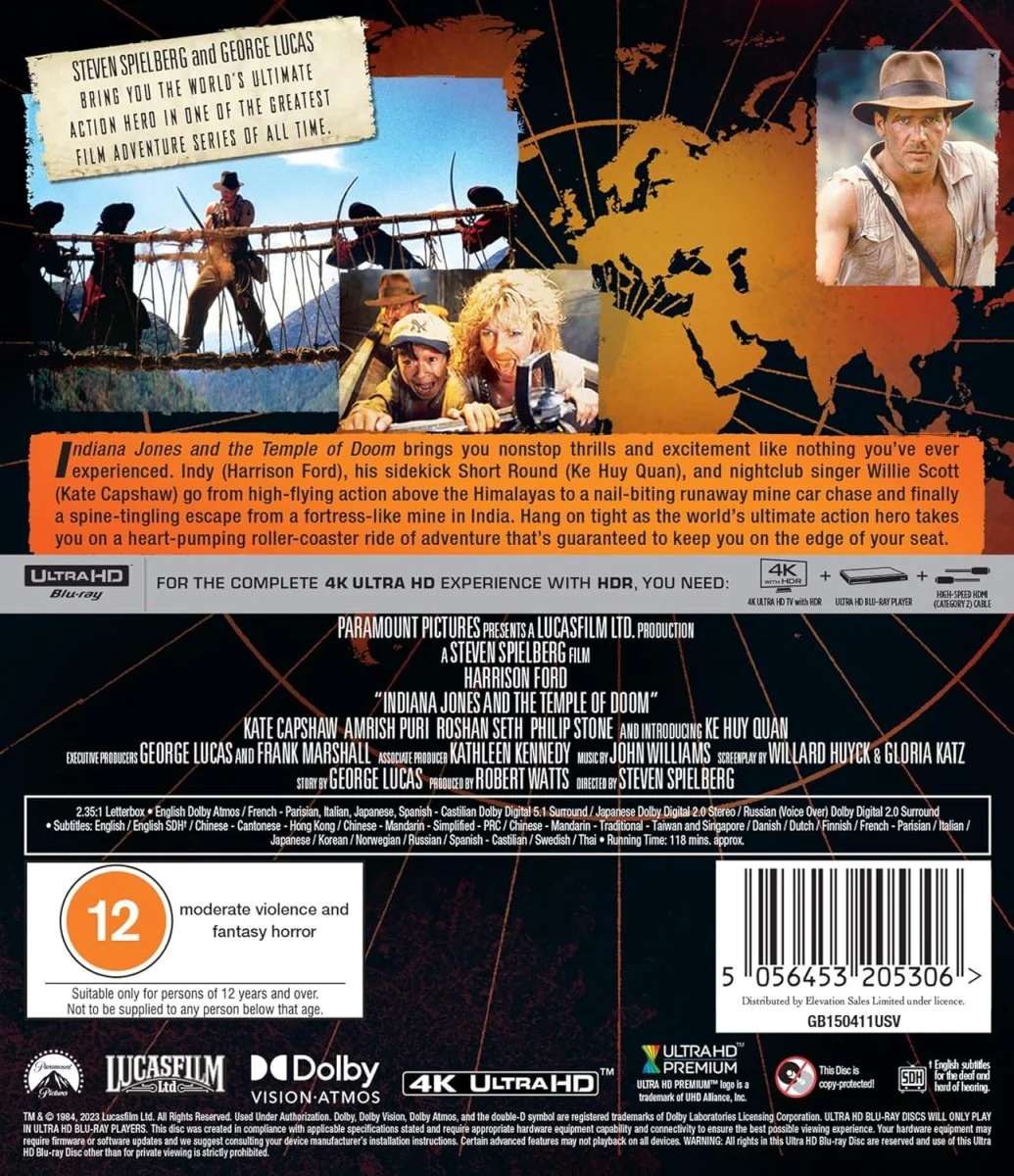 Indiana Jones and the Temple of Doom (4K UHD, Region Free) w/SLIP - Image 2